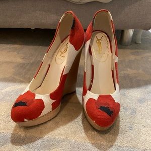 YSL floral wedges